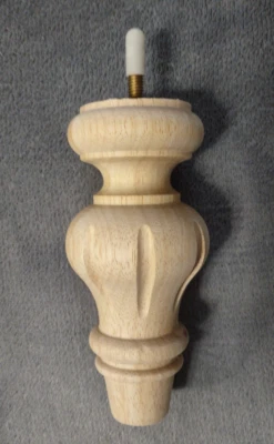 PATAS DE MUEBLES DE MADERA MACIZA DE 6"" DE ALTURA, JUEGO DE 4 PIEZAS, TORNEADAS, SIN TERMINAR, VARILLA DE ROSCA Foto 1 de 4