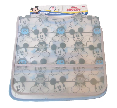BABERO DISNEY MICKEY 6 meses+ Babero Babero Pequeño PVC/Plástico 1 Juego (2 Piezas) NUEVO Foto 1 de 4