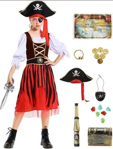 Girls Pirate Costume for Halloween Kids Dress Up Buccaneer Youth Size 7-9 NEW - Picture 1 of 4