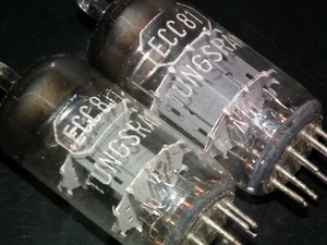 Matched Pair ECC81 12AT7 Siemens old type rebranded Tungsram, white logo (Used) - Picture 1 of 12