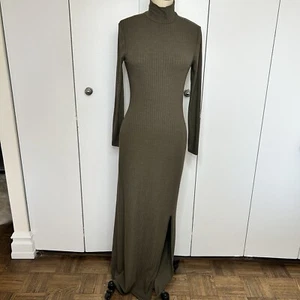 Venus Maxikleid Damen Extra Small Olivgrün Gerippt Stretch Neu ohne Etikett - Bild 1 von 10