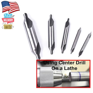 US Center Drill Countersink Pilot Bit Lathe 5 Pc Set Drill Bit HSS Metal - Picture 1 of 8