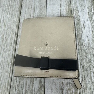 Kate Spade Elfenbein Schwarz Schleife Klapp Mini Geldbörse Kartenetui Ausweisetui Druckknopfverschluss - Bild 1 von 12