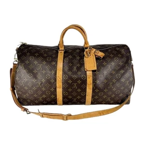 Louis Vuitton Keepall Bandoulière 55 LV Monogram Canvas Brown Duffle Travel Bag - Picture 1 of 24