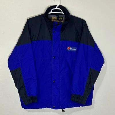 PEPSI Hombres Azul Empleado Chaqueta Abrigo Protector Capucha Oculta 2XL Vendedor Foto 1 de 4