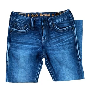 Rock Revival Luz Mid-Rise Flair Cropped Raw Hem Jeans 28 - Picture 1 of 5
