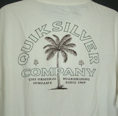 Camiseta Quicksilver Company Boardriding Since 1969 para hombre XL blanca palmera surf Foto 1 de 4