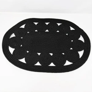 Annie Selke Reef Schwarz Tischsets 7er Set Oval Geflochten Faserseil Indoor Outdoor - Bild 1 von 8