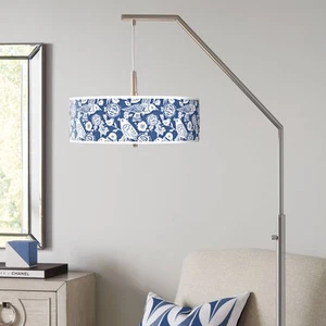 Modern Arc Floor Lamp 71 1/2" Tall Brushed Nickel Aviary Drum Shade Living Room - Picture 1 of 5