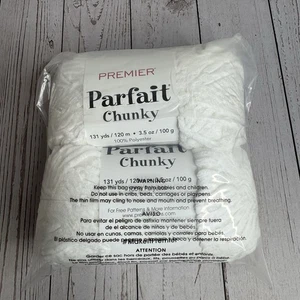 NEW Premier Parfait Chunky Yarn 3.5 oz - Lot of 2 Skeins White 1150-01 NWT - Picture 1 of 5