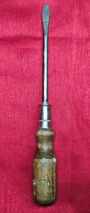 Vintage Wood-Handle Slotted Screwdriver 1/4", 4.75" Blade, 9.5" OAL - USA Made - Picture 1 of 3