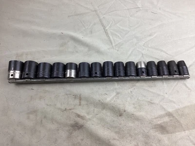 vtg 15 pc Snap-On USA 1/2” drive Impact Socket Set Metric 10 mm - 24 mm - Image 1 of 4