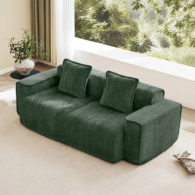 Sofá Harrison verde terciopelo sofá comprimido con diseño modular - 39,37" L Foto 1 de 4