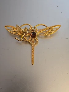 Spilla vintage Kirks Folly Fantasy libellula e fata - Foto 1 di 6