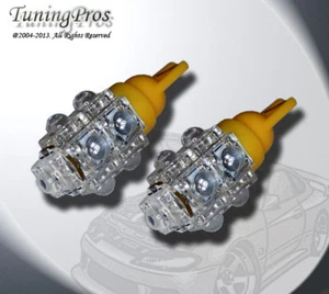 (1 Pair) Set of 2 pcs Front Signal T10 Wedge 9 Flux Yellow LED Bulbs 2825 194 - Picture 1 of 3