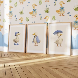 Entzückendes 3-teiliges Kinderzimmer Ente Wandkunst Set Bild Baby Druck Zuhause - Bild 1 von 8