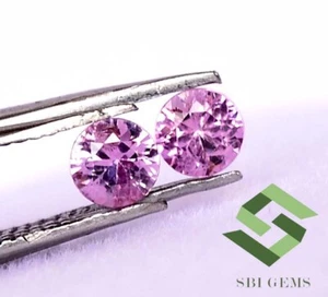 Certified Natural Pink Sapphire Round Cut Pair 3.50 mm Loose Gemstones 0.48 CTS - Picture 1 of 5