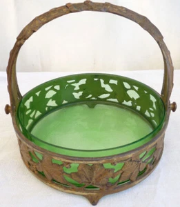 COUPE PRESENTOIR FORME PANIER ANSE AMOVIBLE VERRE VERT - Picture 1 of 9