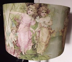 Fairy Angels Lampenschirm Vintage rosa grün creme shabby chic KOSTENLOSES GESCHENK - Bild 1 von 7