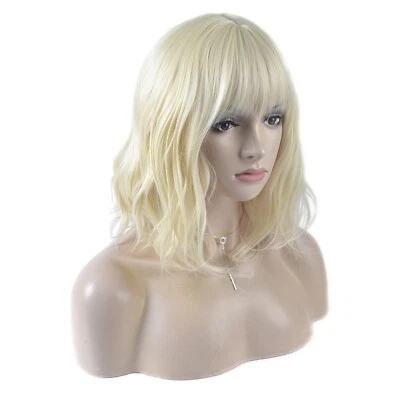 Pelucas rizadas de 14 pulgadas con flequillo para mujeres niñas cabello sintético resistente al calor Foto 1 de 4