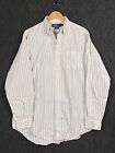 Polo Ralph Lauren Mens Long Sleeve Button Down Shirt 16.5-35 White Blue Andover