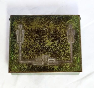 ANTIQUE HEINTZ MISSION ARTS CRAFTS STERLING SILVER BRONZE HUMIDOR BOX HOLDER NY - Picture 1 of 6