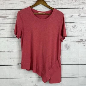 XCVI Shirt Womens Large Pink Asymmetrical Minnimalist Distressed Casual Crew - Picture 1 of 10