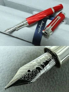 Montegrappa "EMOZIONE" Fountain Pen, NIB: 18k Gold/B, 925Silver, Red, MSRP 1375$ - Picture 1 of 4