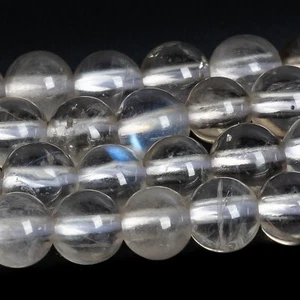 Cuentas de piedra lunar gris transparente y transparente natural de 4 mm cuentas sueltas redondas de 15" - Imagen 1 de 3