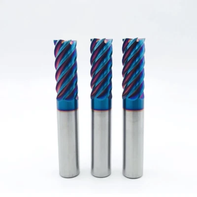 6/8/10/12mm 6 Flute Carbide End Mill CNC Milling Cutter HRC68 Nano Blue Coating - Image 1 of 4