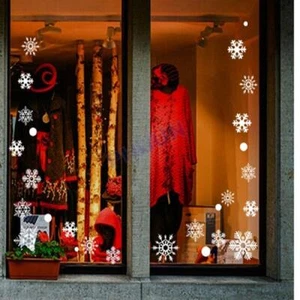 Christmas White Snowflakes Window Clings Stickers Ornaments For New Year Party - Picture 1 of 5