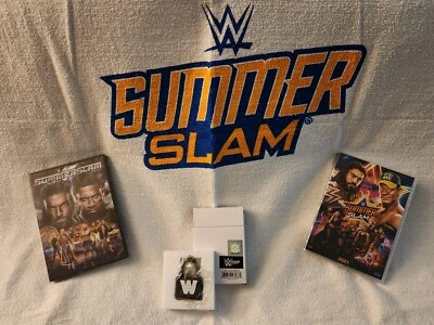 WWE Summer Slam beach towel FYE item, 2 dvds & John Cena Word Life - Edge, Cody - Image 1 of 4