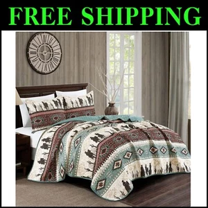 Elegant Southwestern King Bedspread with Paisley Pattern – Perfect Gift Set - Picture 1 of 9