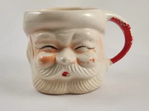 Mini taza vintage de Navidad de cerámica de Papá Noel de los años 60 ojos cerrados de Japón - Imagen 1 de 8