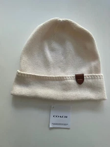 NWT Coach Ribbed Knit Patch Beanie - Picture 1 of 9
