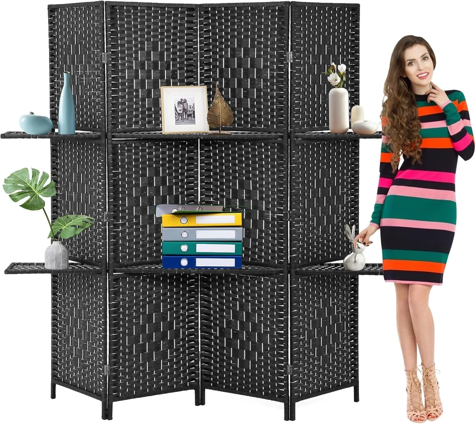 Separador de habitaciones plegable portátil privacidad pantalla de madera 4 paneles pared divisoria indoo Foto 1 de 4