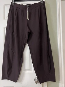 S EILEEN FISHER DK BROWNSTONE WASHABLE STRETCH CREPE LANTERN ANKLE PANT W POCKET - Bild 1 von 9