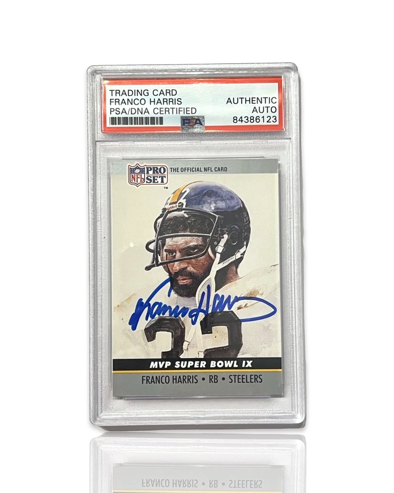 Franco Harris - 1990 SB MVP's signed Pittsburgh Steelers Auto Autograph Card PSA - Image 1 of 3