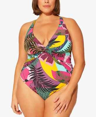 Bleu by Rod Beattie L60913 Multi Tropical-Print One-Piece Swimsuit Size 16W - Image 1 of 3