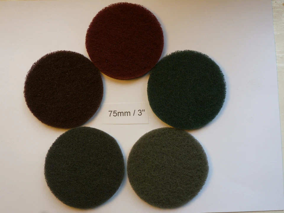 PAD-O-VAC Non-woven Abrasive Discs Hook and Loop Backed 3" / 75mm Mixed Grit Pack of 10