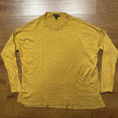 Eileen Fisher Long Sleeve Top S Yellow Gold 100% Merino Wool City Chic Luxury — 第 1/4 张图片