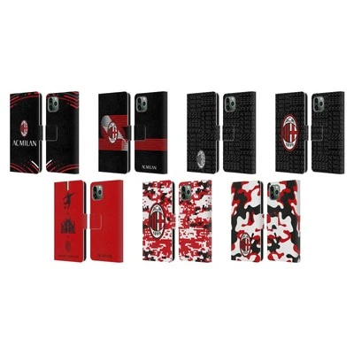 OFFICIAL AC MILAN CREST PATTERNS LEATHER BOOK CASE FOR APPLE iPHONE PHONES - Image 1 of 4