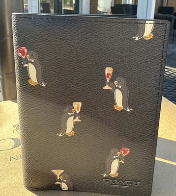 NWT CCP94 Coach Passport Card Case In Signature Canvas With Penguin Print GM/Blk - Image 1 of 4