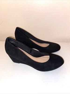 Zapatos de salón Seychelles para mujer negros imitación gamuza punta redonda tacón de cuña talla 7 W Foto 1 de 4