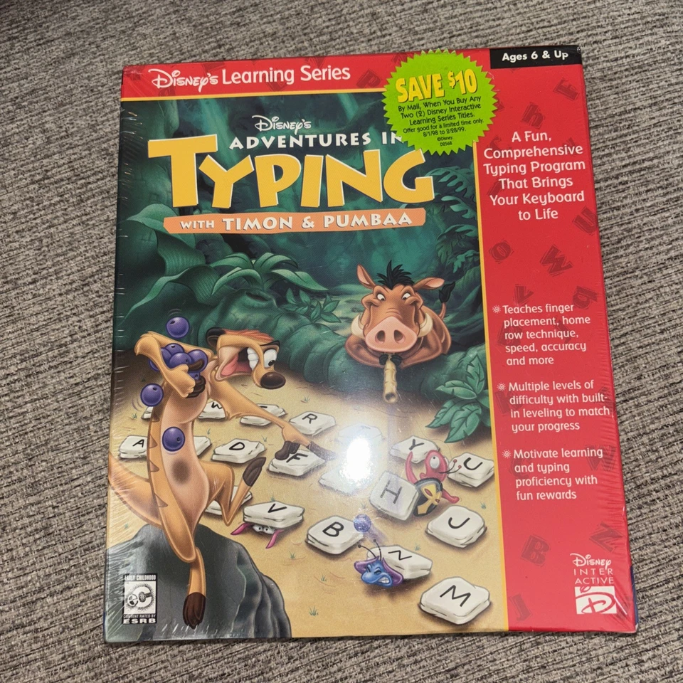 Disney's Adventures in Typing With Timon & Pumbaa , PC Game, 1998, Fully sealed - Image 1 of 2
