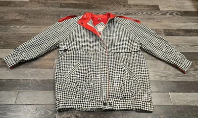 Impermeable de Vinilo Wippette Kenn Sporn S Brillante Negro Blanco - Rojo Algodón Forrado Con Capucha Foto 1 de 4