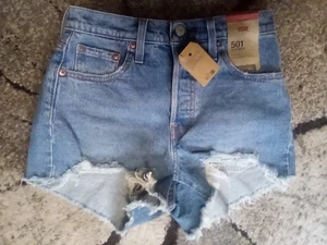 Levi's 501 Damenshorts Größe 25 Neu ~ Neu mit Etikett! Button Fly ~ Distressed - Bild 1 von 11