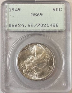 Medio dólar Philadelphia 1945 P Liberty Walking graduación profesional MS-65 antiguo soporte de sonajero - Imagen 1 de 2