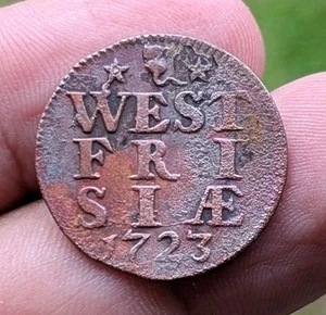 West FRISIA 1723 Netherlands Province 1 Duit Grade Copper Coin_z416 - Picture 1 of 6