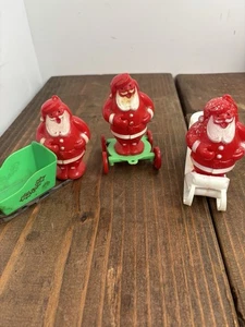 Vintage 1950's Rosen Rosbro hard plastic SANTA sled wheel cart candy holder - Picture 1 of 11